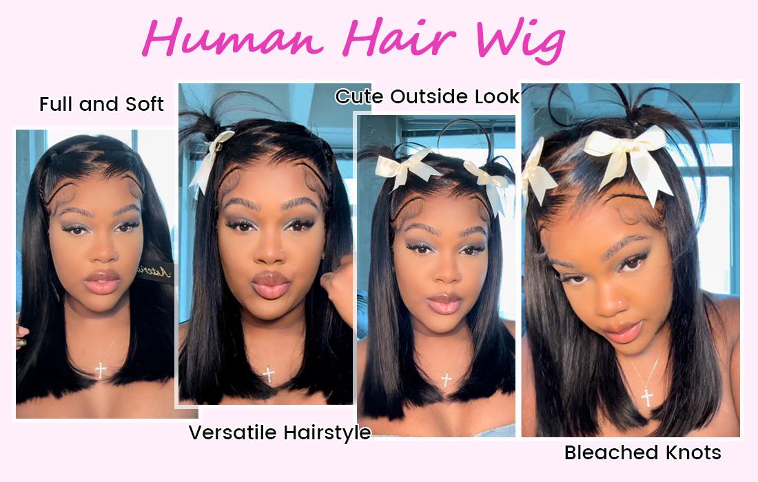 [Spring Must Have] Asteria Hair Pre-Styled Straight 13x4 Glueless Ready to Go Lace Frontal Wig Human Hair Wigs Pre Bleached Beginners Glueless Wig Valentine Musts