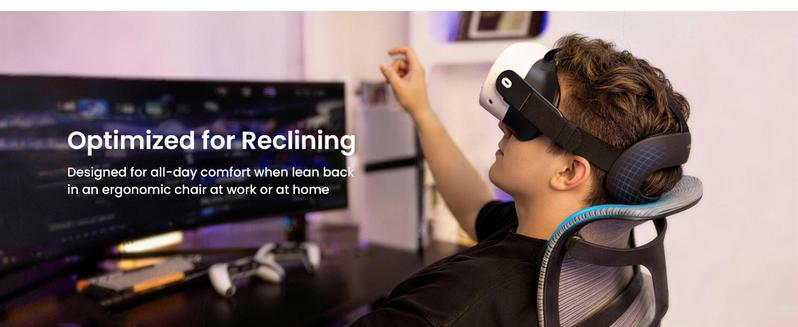 KIWI design K4 Flex Comfort Lite Head Strap for Quest 3/3S, Original Adjustable Replacement Strap with PU Foam Padding, Larger Headrest & Streamlined Design, Engineered for Lying-Down Use (No Battery) vr hardware accessories