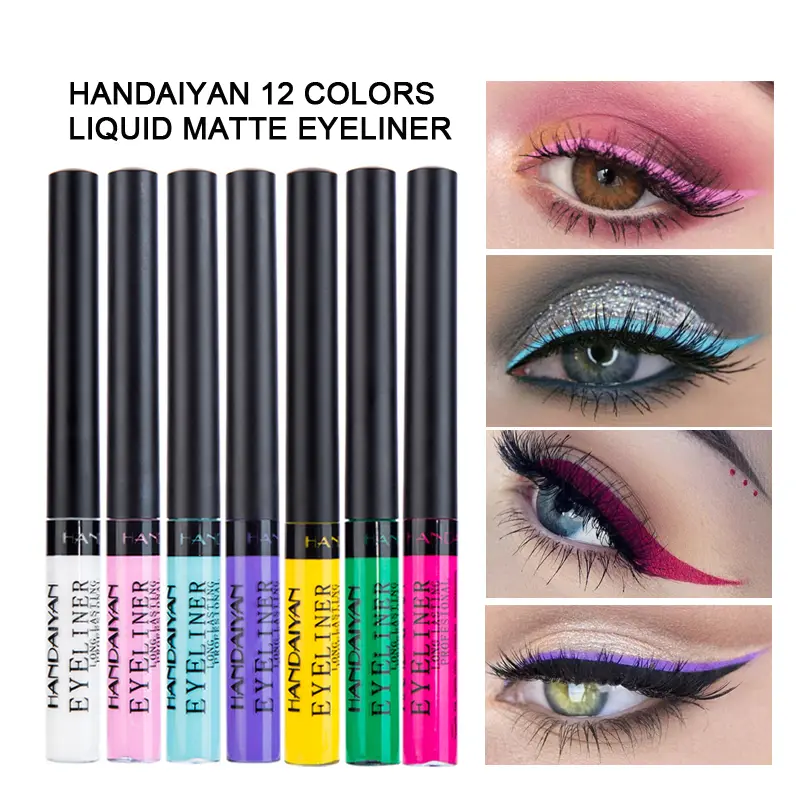 Christmas gift 12 Colors Matte Liquid Eyeliner Set Rainbow Colorful Neon Eyeliner Pencil Pigmented Waterproof Smudgeproof Long Lasting Gel Eye Liner Christmas Makeup Gift Kit for Women (Set A)