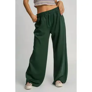 Umgee Elastic Drawstring Waistband Wide Leg Pants