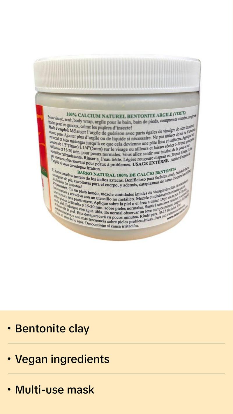 Aztec Secret Indian Healing Clay 500g Bentonite Clay for Facial Cleansing, Moisturizing, Suitable for All Skin Types, Vegan, Chilled - Apple, Skincare