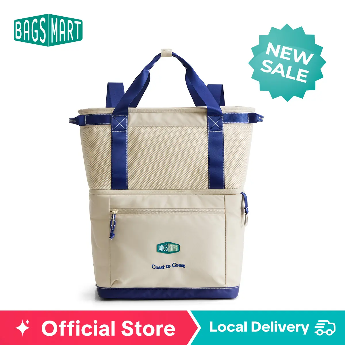 【NEW IN】BAGSMART Coast 20-Can Insulated Cooler Bag, Soft Grocery Bag, Waterproof Food Bag, Cooler Tote Bag for Park Coast Beach Picnic Mothersdaygift tiktokshopbacktoschool