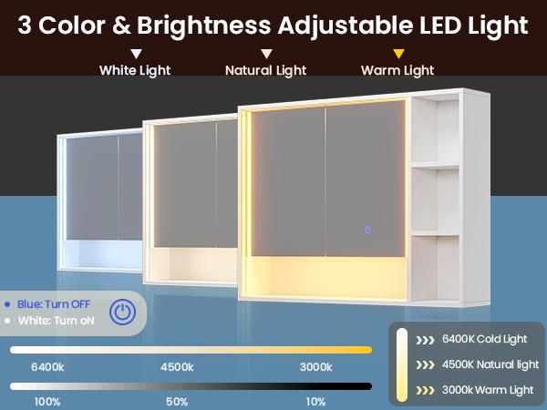 Hasuit | Lighted Medicine Cabinet with Mirror and Open Storage Modern Bathroom Cabinet with Adjustable Shelves Hasuit | Lighted Medicine Cabinet with Mirror and Open Storage Modern Bathroom Cabinet with Adjustable Shelves