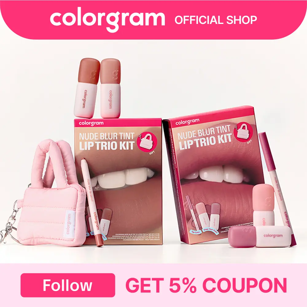 Colorgram Nude Blur Tint Lip Trio Kit – K-Beauty Makeup | Soft Matte Lip Stain + Lip Liner | Powdery Finish | 2-in-1 Lip & Cheek | Lightweight & Buildable I summervibes