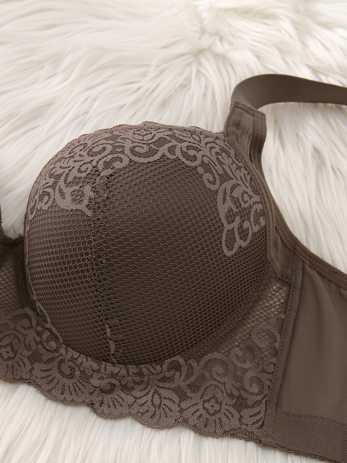 Mimilemon 2PC  Plus Size Lace Push up Bra Comfort Padded Underwire Smoothing Wide Strap Full Coverage Minimizer T-shirt Bra Elegance Chic Womenswear Everyday Everyday Everyday