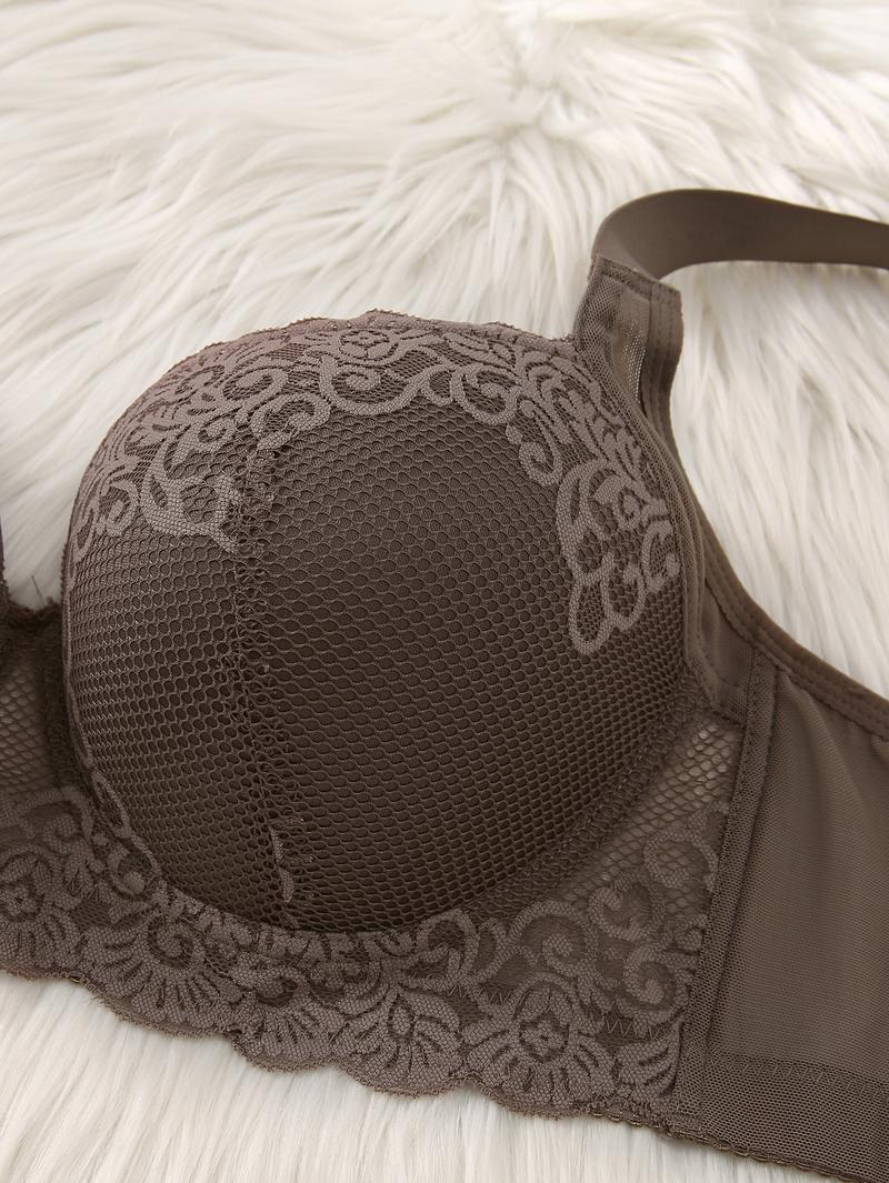 Mimilemon 2PC  Plus Size Lace Push up Bra Comfort Padded Underwire Smoothing Wide Strap Full Coverage Minimizer T-shirt Bra Elegance Chic Womenswear Everyday Everyday Everyday