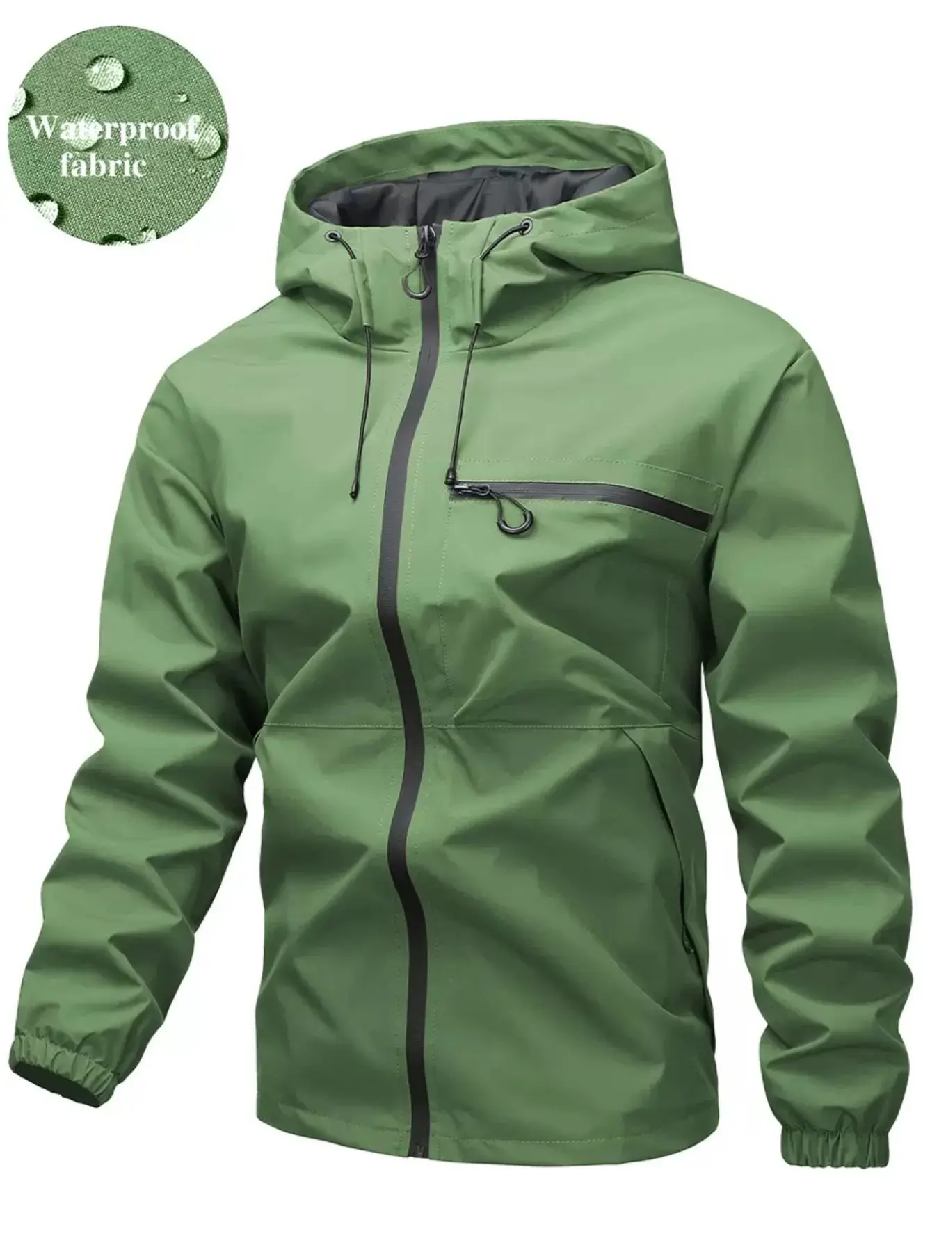 Men Waterproof Hooded Long Sleeve Athletic Jacket | Lightweight Windproof Rain Coat for Outdoor Hiking Camping Daily Commute Active Jacket