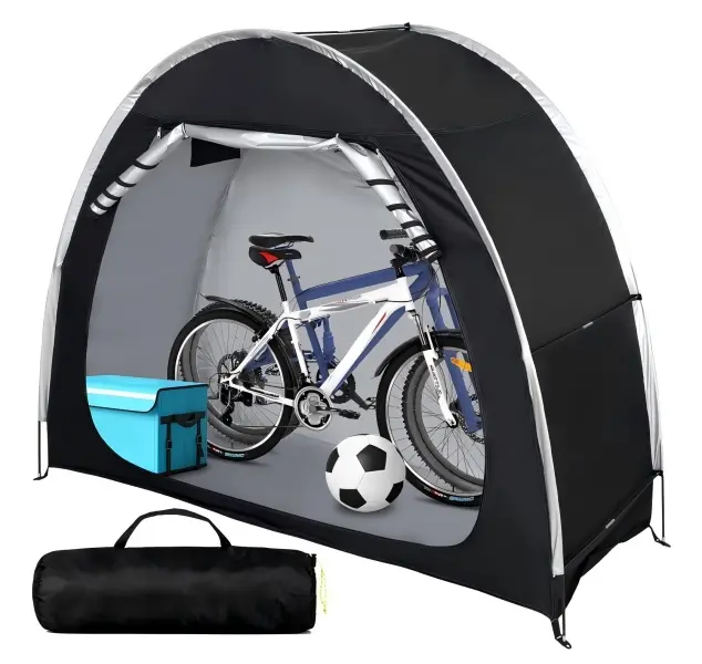 210D Silver-Coated Oxford Fabric Bicycle Cover Tent - Large 78.7"L × 31.5"W × 64.96"H, Zippered, Waterproof, Dustproof, UV Protection, Easy Storage Shelter for 2-3 Bicycles Outdoor Home Supplies