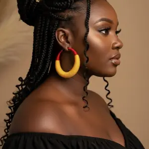 18/FULANI YARN EARRINGS LARGE: 100% Handmade Earrings made with Natural Cotton by West Africa artisans.These Jewelry are Eco-Friendly Comfortable and  Authentic.