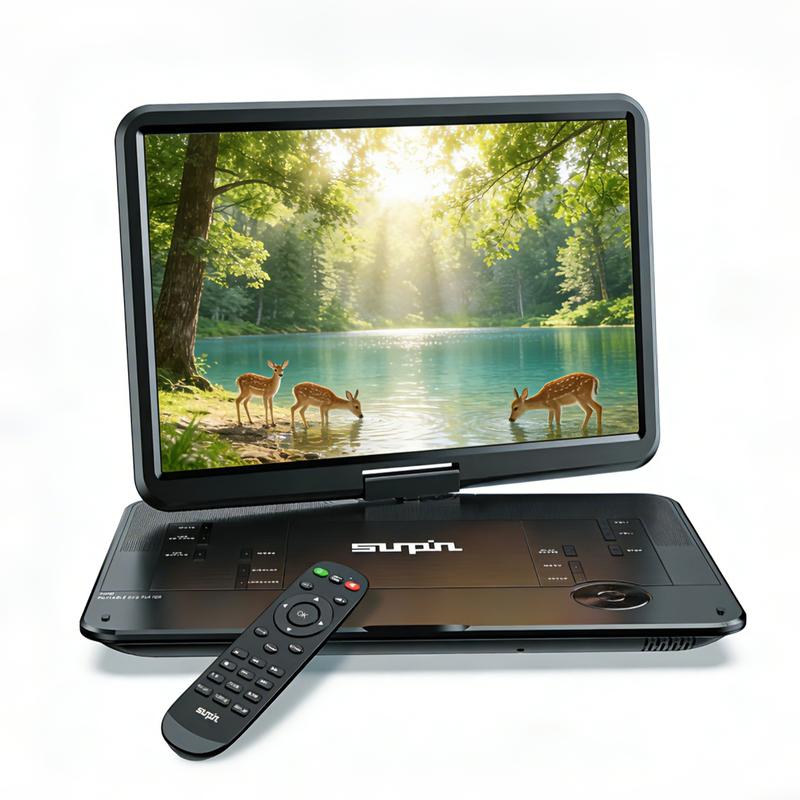 [2026 Updated] 17.9" Portable DVD Player w/ 15.6" Large HD Screen, Dual High Volume Speaker, Lossless Audio, 6-Hour Big Capacity Battery, Remote Control, Support CD/USB/SD Card/Sync TV & Multiple Disc Formats