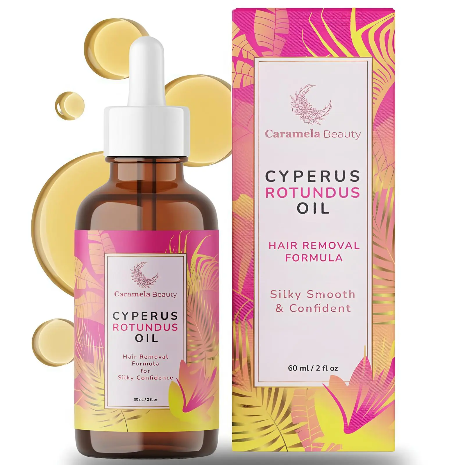 Caramela Beauty Cyperus Rotundus Oil for Natural Permanent Hair Reduction 60ml, Mild and Nonirritating Body Care Wax, Moisturizing & Soothing for Skin Care Depilatory,Unisex