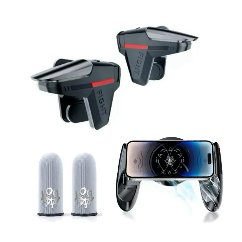 Mobile Controller 6 Fingers Mobile Game Trigger for iPhone & Android, Finger Sleeves, RGB Phone Cooler, Gatillos Para Celular Compatible with Phones & Mobile Games