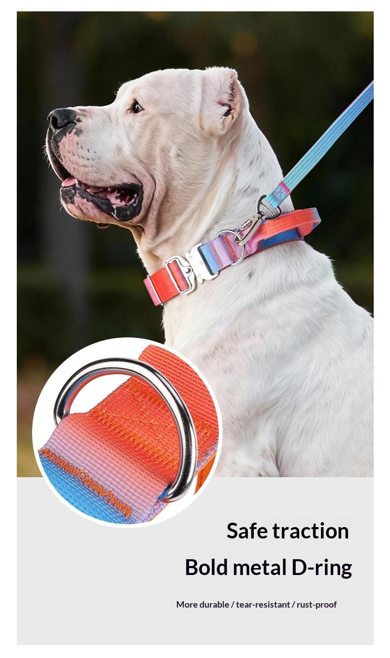 Gradient Tactical Dog Collar Heavy Duty Adjustable Pet Collar with Control Handle and Metal Buckle for Medium Large Dogs
