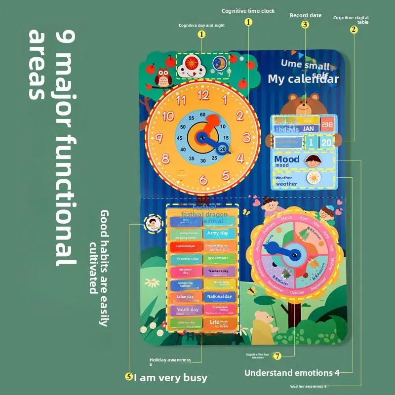 Children's Preschool Calendar, Weather & Days of the Week "Quiet Book" - Interactive Sticker Activity Kit, Educational Toy & Early Learning Material Set