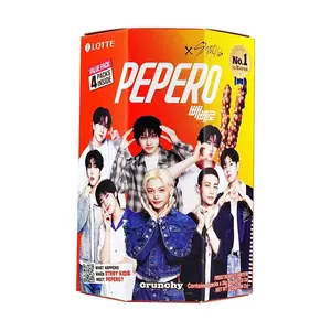 LOTTE Pepero Chocolate Cookie Sticks 4 Packs - Korean Snack, Stray Kids Official Merch, Crunchy Biscuit Bars 140g【Packaging May Vary】