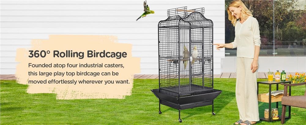 【Extra Large & 4 Castors】 Yaheetech 63''H Bird Cage, Open Play Top Bird Cage for African Grey Parrots/Amazon Parrot/Caiques/Macaw, Large Rolling Metal Bird Cage 【Extra Large & 4 Castors】 Yaheetech 63''H Bird Cage, Open Play Top Bird Cage for African Grey Parrots/Amazon Parrot/Caiques/Macaw, Large Rolling Metal Bird Cage