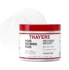 Thayers Pore Refining Toner Pads, Dual-Sided Exfoliating Pads with Witch Hazel, Salicylic Acid & Hyaluronic Acid to Improve Look of Pores and Skin Clarity, Made For All Skin Types, 60 Count