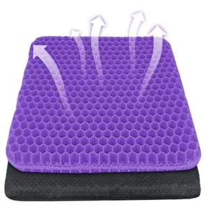 Double-Thick Gel Seat Cushion Honeycomb Breathable Non-Slip Cover 15.75x13.39x1 in Pressure Relief for Office Car Wheelchair Elastic Furniture Protector