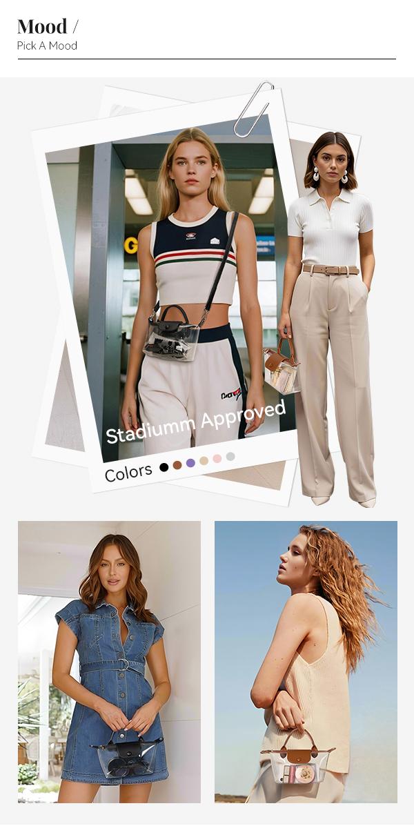 BOSTANTEN Clear Bag for Stadium Approved Small Crossbody Purse Handbags for Concerts Sports Events Leather