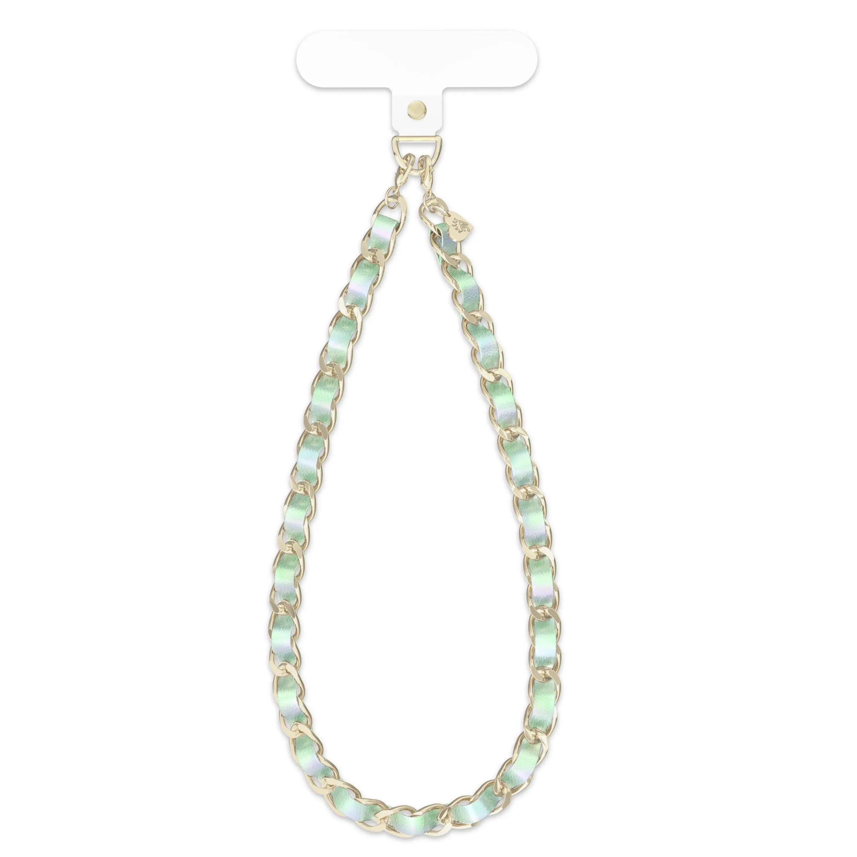 Teal Holo Leather Chain Phone Charm