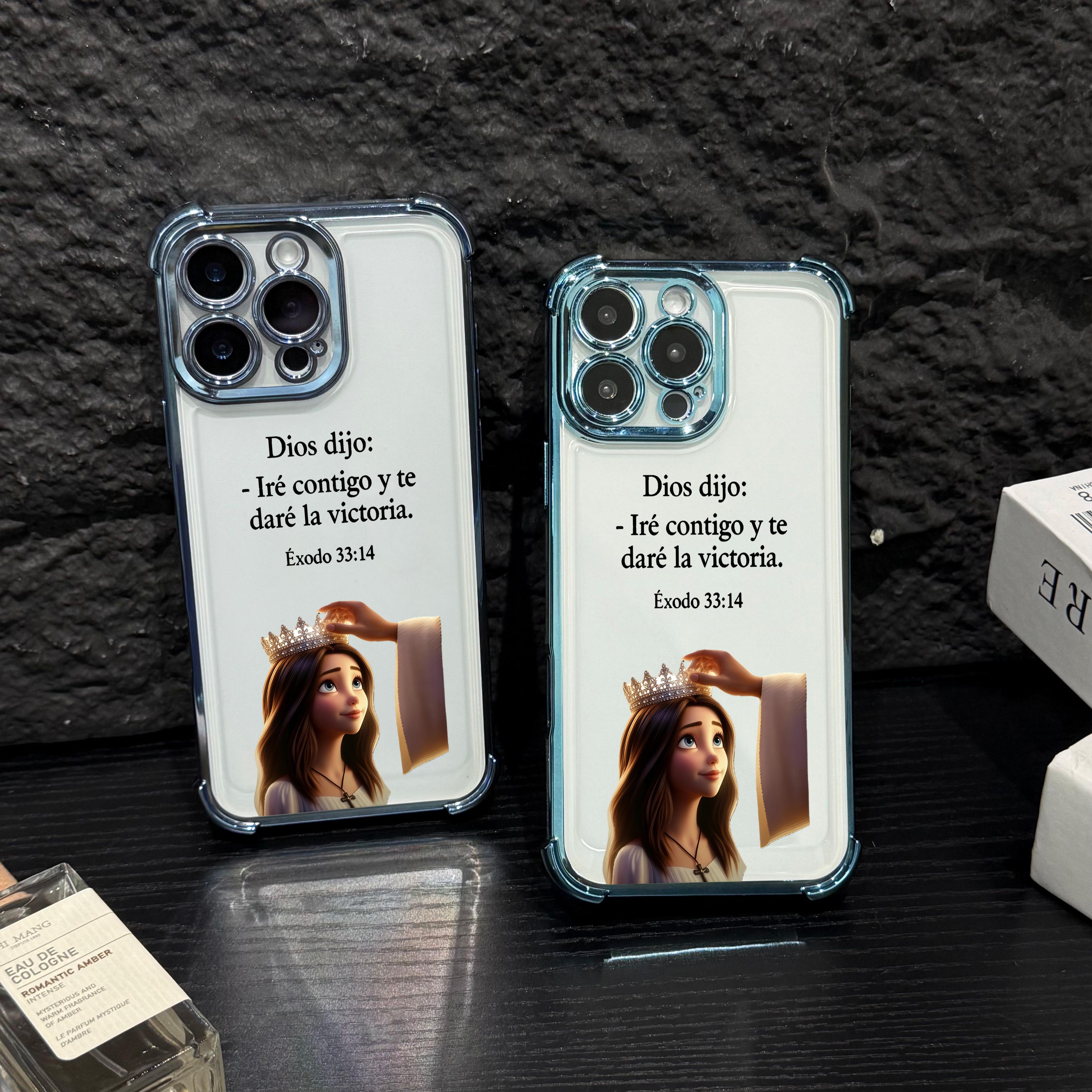 Princess Crown & Bible Design with Lanyard Phone Case for iPhone Samsung Galaxy 17Pro Max Air 16 15Plus 14 13 12 11 XR XS S25 S24 S23 S22 Lightweight Drop-Proof Shockproof Anti-Drop with Wrist Strap Shockproof Bumper