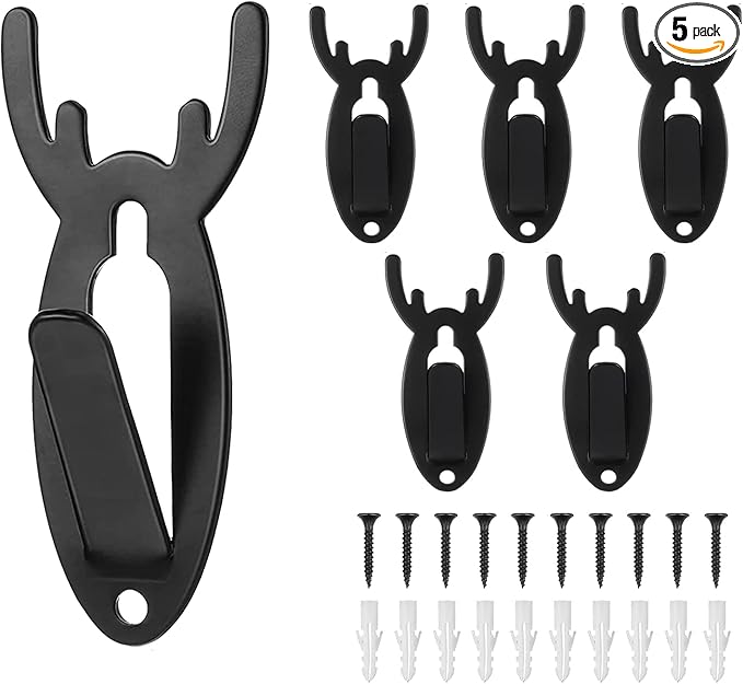 2Pcs Christmas European Mount Skull Wall Hanger Hook Home Car Wall Hooks Decoration Deer Antelope Antler Mount Bracket Upgraded Version Organiser