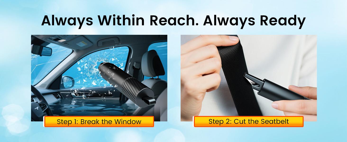 Donper  Car Safety Hammer, 2-in-1 Emergency Window Breaker&Seatbelt Cutter,Glass Breaker Under Water,Car Emergency Escape Tool,