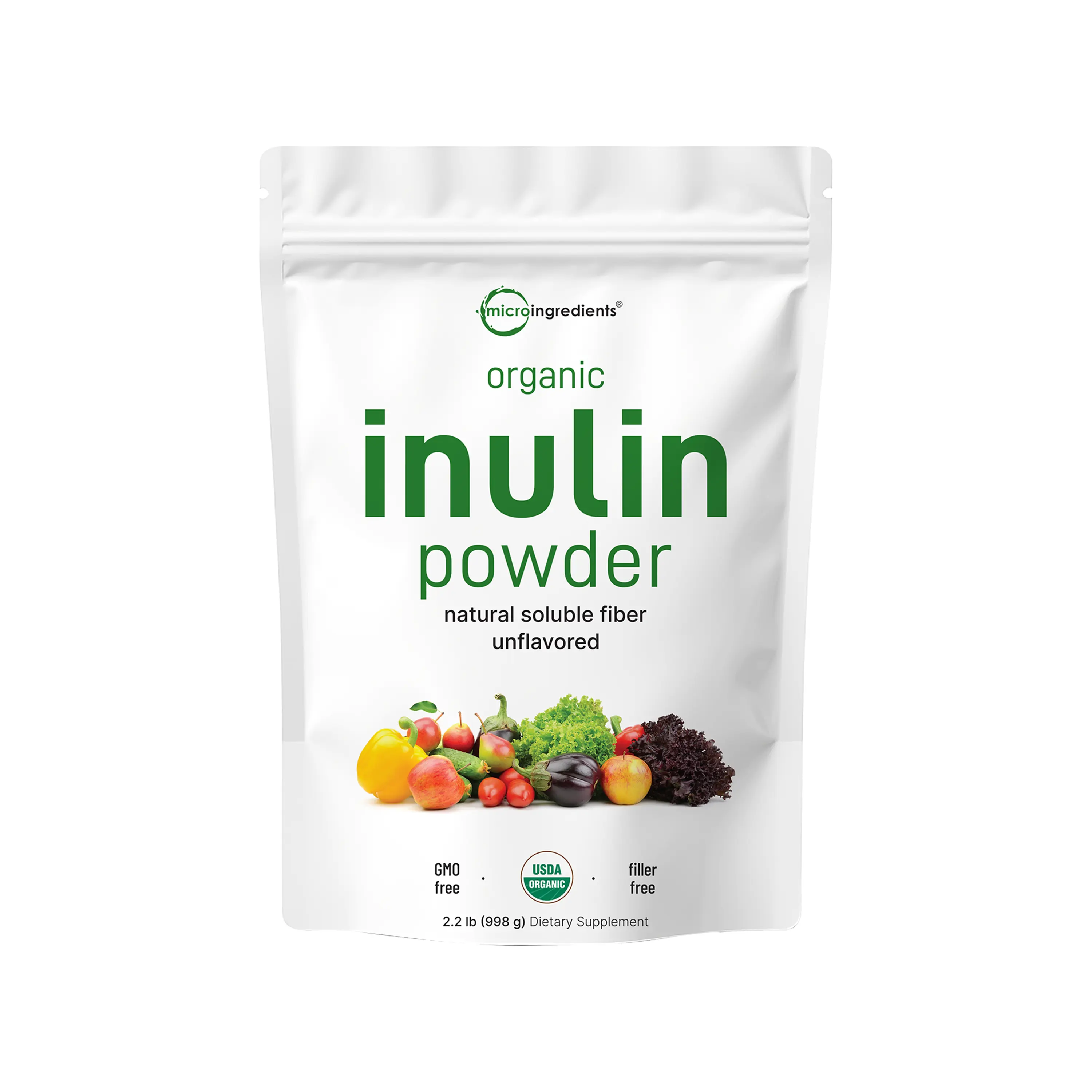Micro Ingredients Unflavored Organic Inulin FOS Powder - 2.2 Pounds