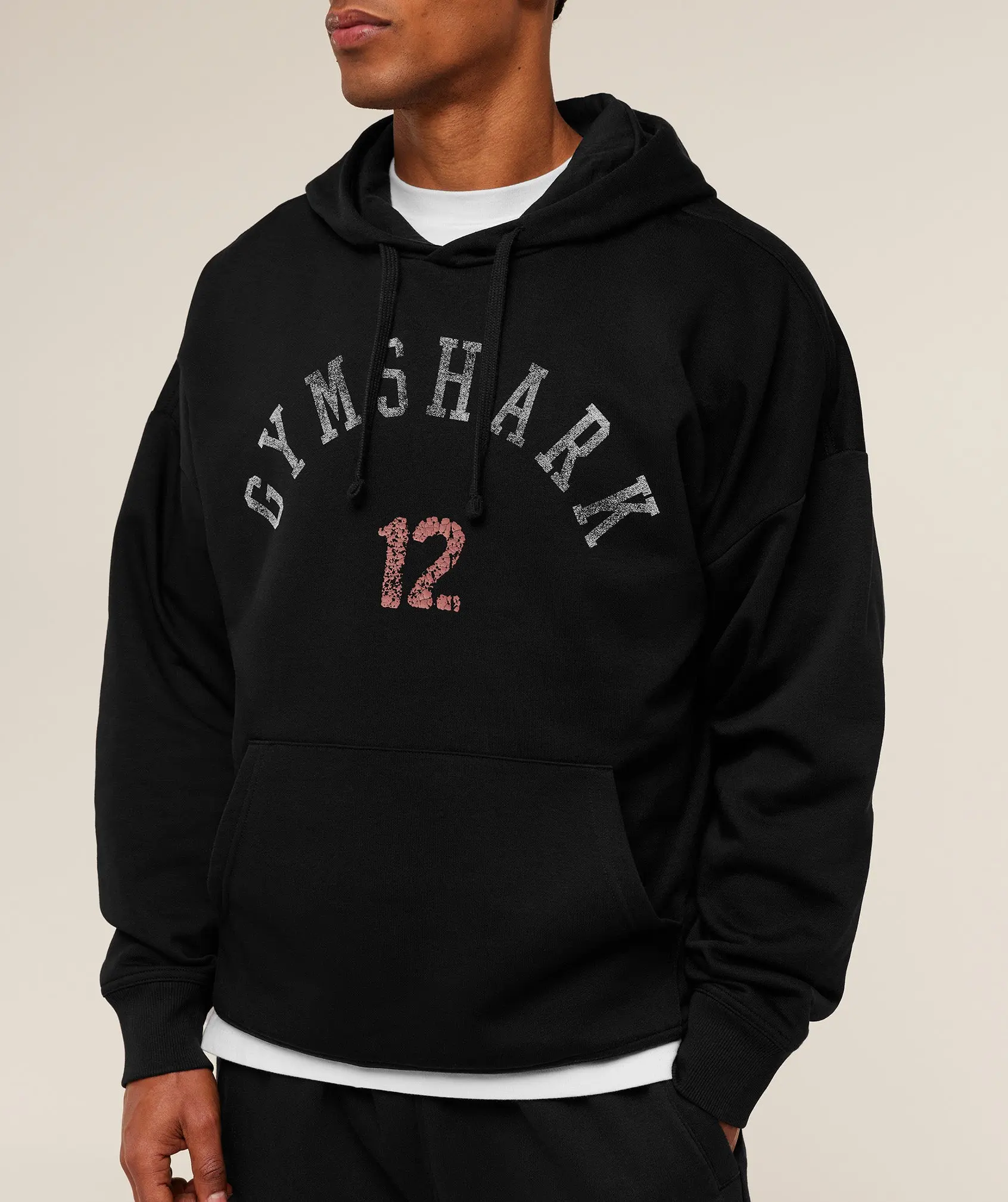 Gymshark 12 Graphic Hoodie – Black Gym Hoodie, Relaxed Fit Training & Everyday Wear