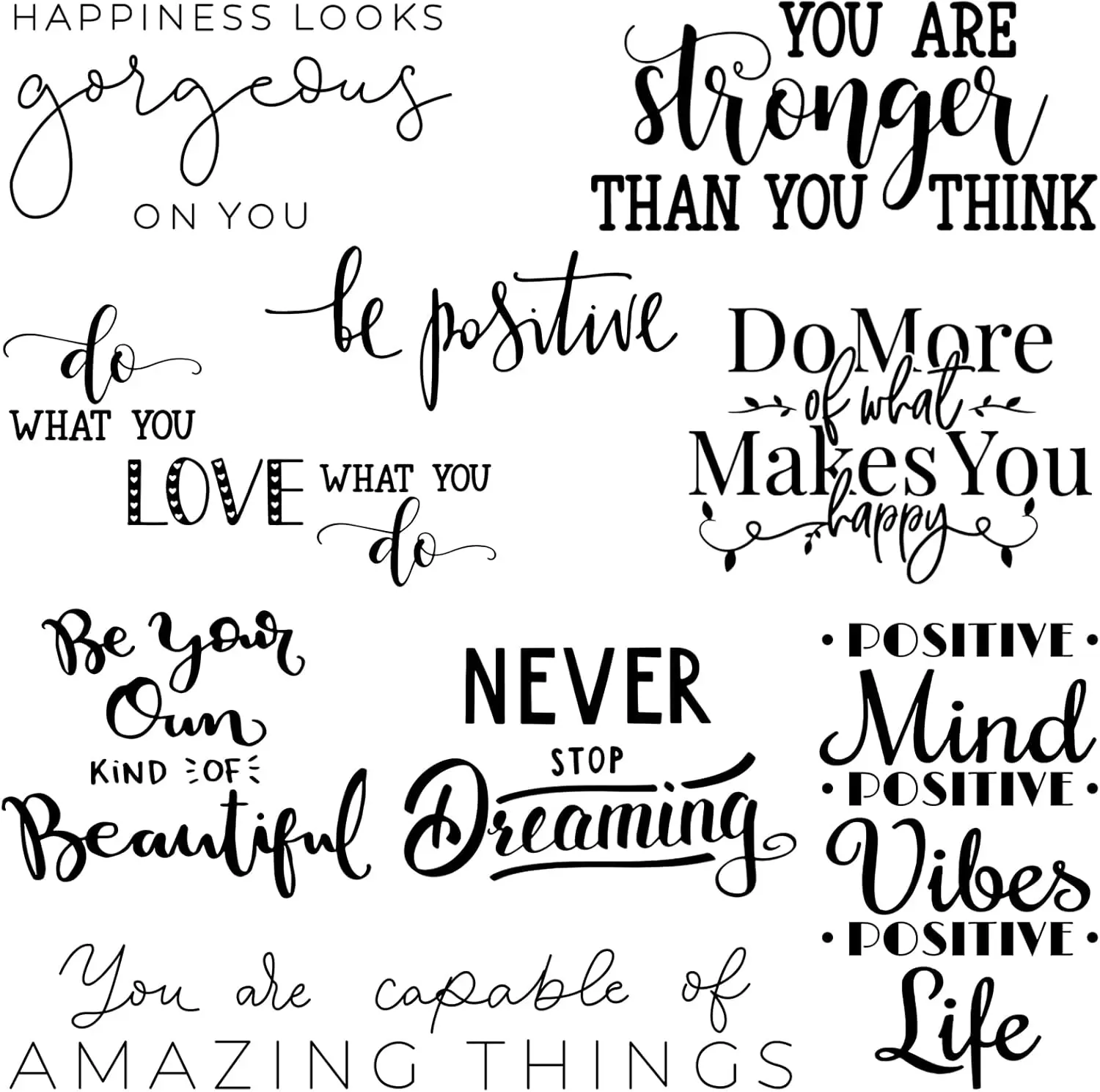 9 count Vinyl Wall Stickers Inspirational Saying Wall Decals Motivational Saying Murals Large Removable Quote Stickers Positive Lettering Word Home Decal for Office School Dorm(Classic)