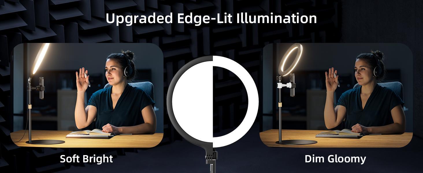 All-in-One Content Creator Kit: 10.5" Ring Light with Stand for Flawless Skin  | Includes Phone Clip & Adjustable Laptop Light | Perfect for Streaming, Podcasts, Meetings.