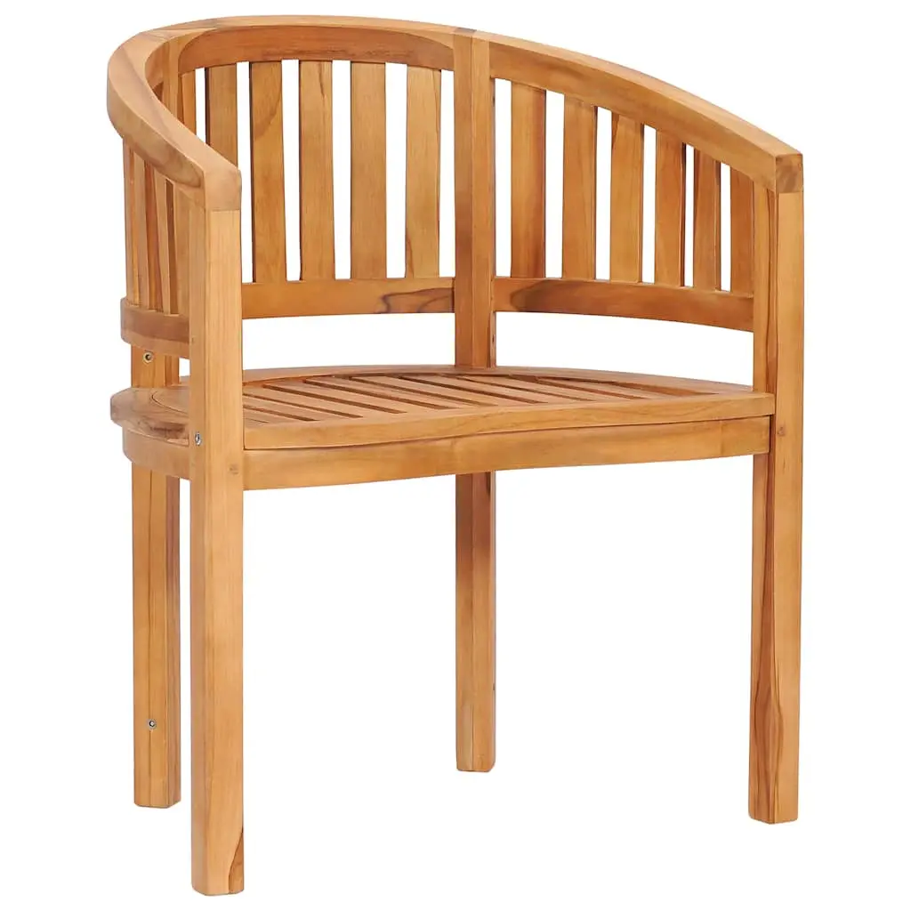 vidaXL Banana Chair, Wooden Leisure Chair with Armrests, Patio Dining Lounge Chair for Indoor Outdoor Lawn Garden Porch, Solid Wood Teak 48018