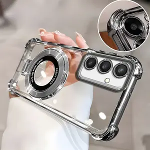 Suitable for [Galaxy S24 Fe] high-end phone case🥰, Electroplated Luxury Clear Phone Case with Ring Stand Holder 4-Corner Shockproof Camera Protective Cover 952
