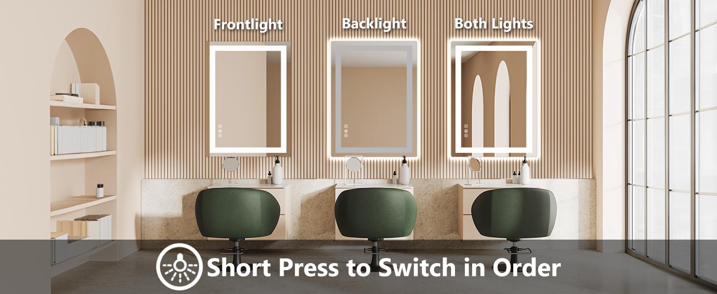 Sweet Furniture Bathroom Vanity Mirror - Anti-Fog, Dimmable Rectangle Mirror with Front & Backlight, Smart Memory Function, Tempered Glass Sweet Furniture Bathroom Vanity Mirror - Anti-Fog, Dimmable Rectangle Mirror with Front & Backlight, Smart Memory Function, Tempered Glass