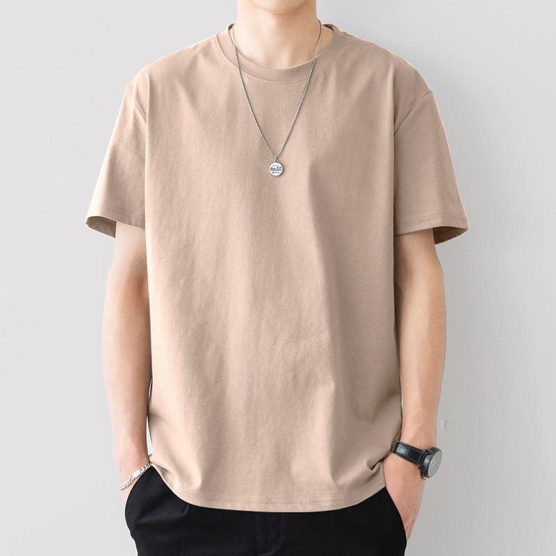 Men's Classic Plain Short-Sleeve Crew Neck Tee, Casual Loose Fit Medium Length Top for Casual Daily Wear, Essential Menswear Basic