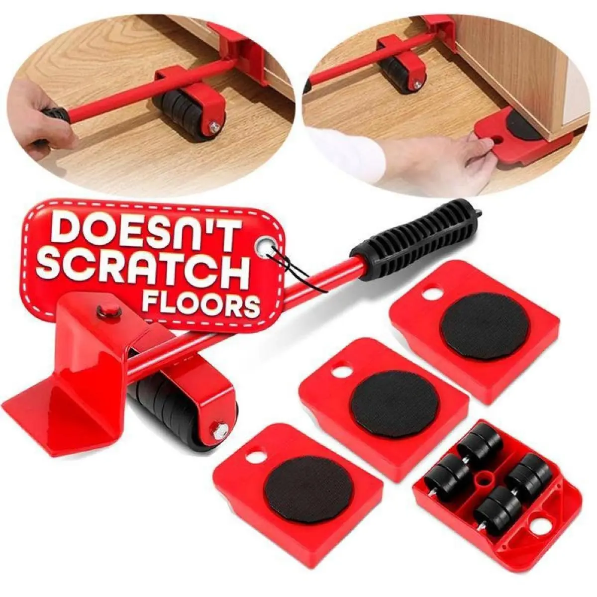 Furniture Dolly Set with 360° Rotating Wheels – 600 Lbs Heavy Duty Mover & Lifter for Sofa, Refrigerator & Cabinet, Easy Maneuver on Peel & Stick Flooring