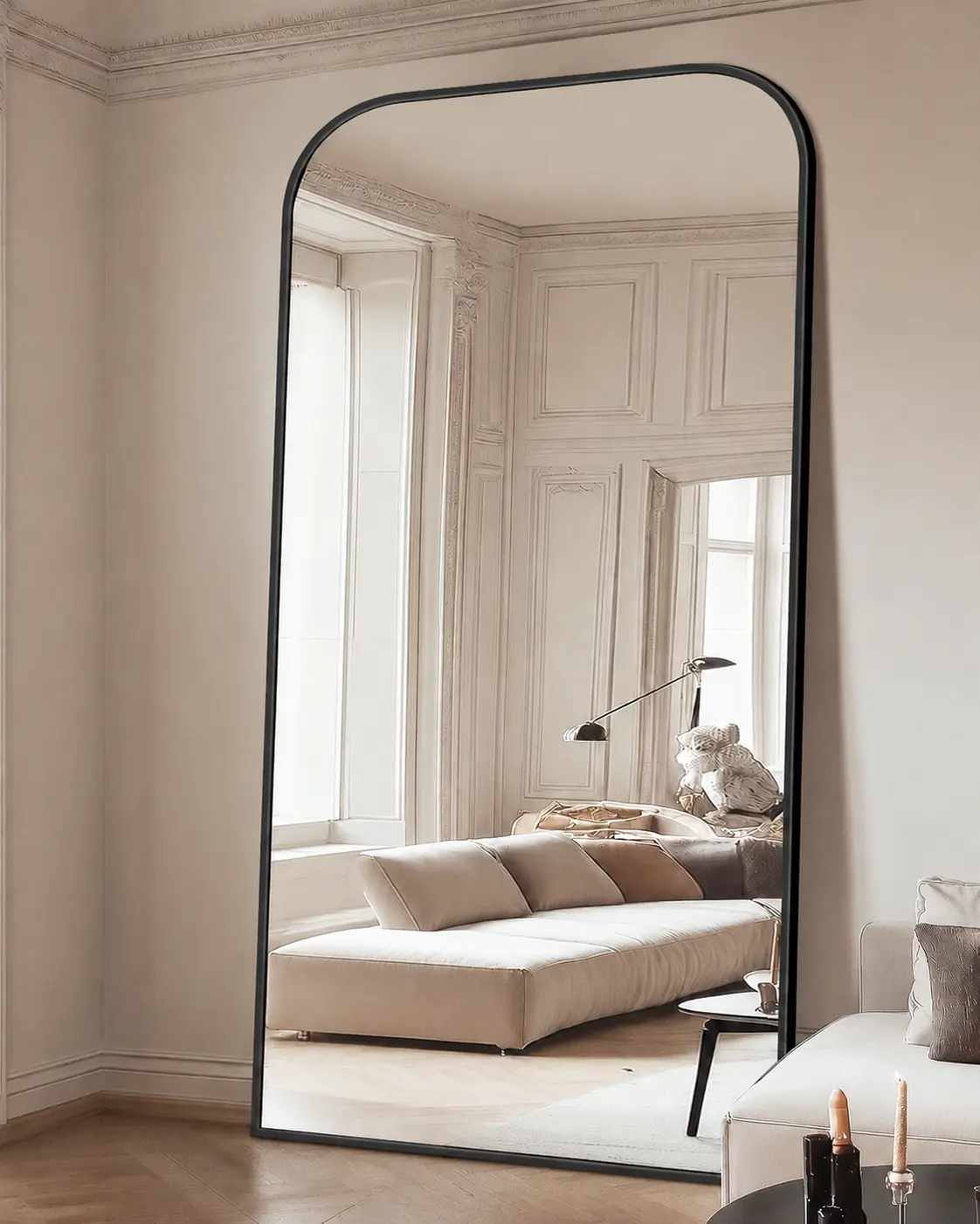 Antok 81"x41" Oversized Full Length Mirror, Large Arched Floor Mirror with Stand, Full Body Dressing Mirror for Bedroom, Living Room & Home Decor