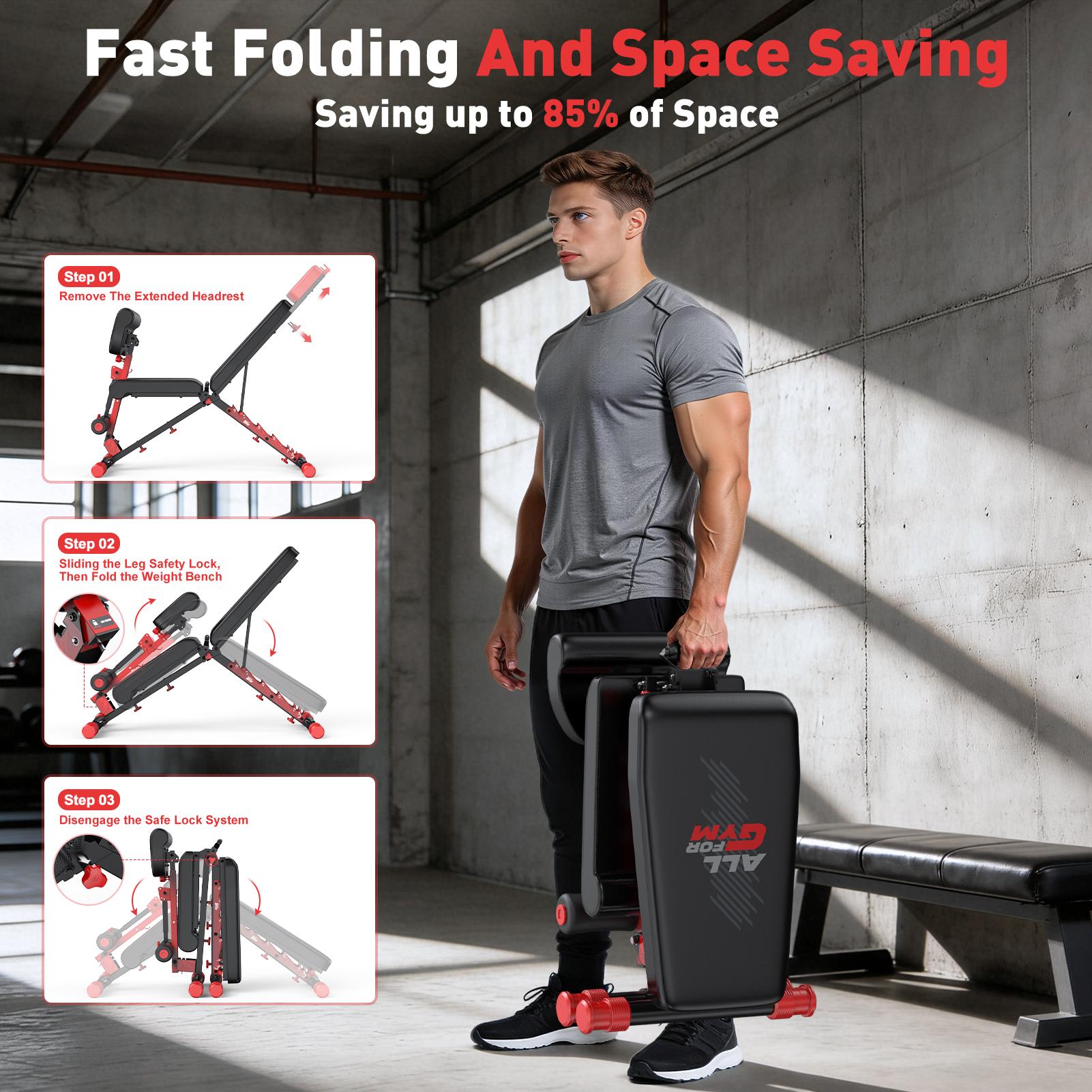 Bearbro Adjustable Weight Bench with Heavy Tension Elastics for Home Gym Exercise Portable Strength Training Equipment Bearbro Adjustable Weight Bench with Heavy Tension Elastics for Home Gym Exercise Portable Strength Training Equipment