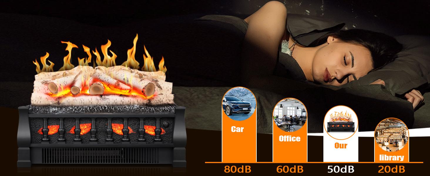 21 Inch Electric Fireplace Log Heater Remote Control Realistic Flame Effect Ember Bed, Leaves Pattern, Overheated Protection, Adjustable Brightness&Speed, Indoor Use（750W/1500W）
