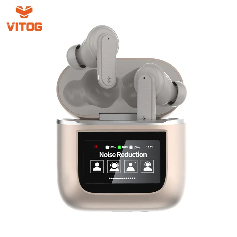 VITOG YW05 Earphones Wireless Earbuds with Smart Touch Screen Headphone Noise-Cancelling Sports Headset for Gaming & Music Android Audio Bluetooth Charging
