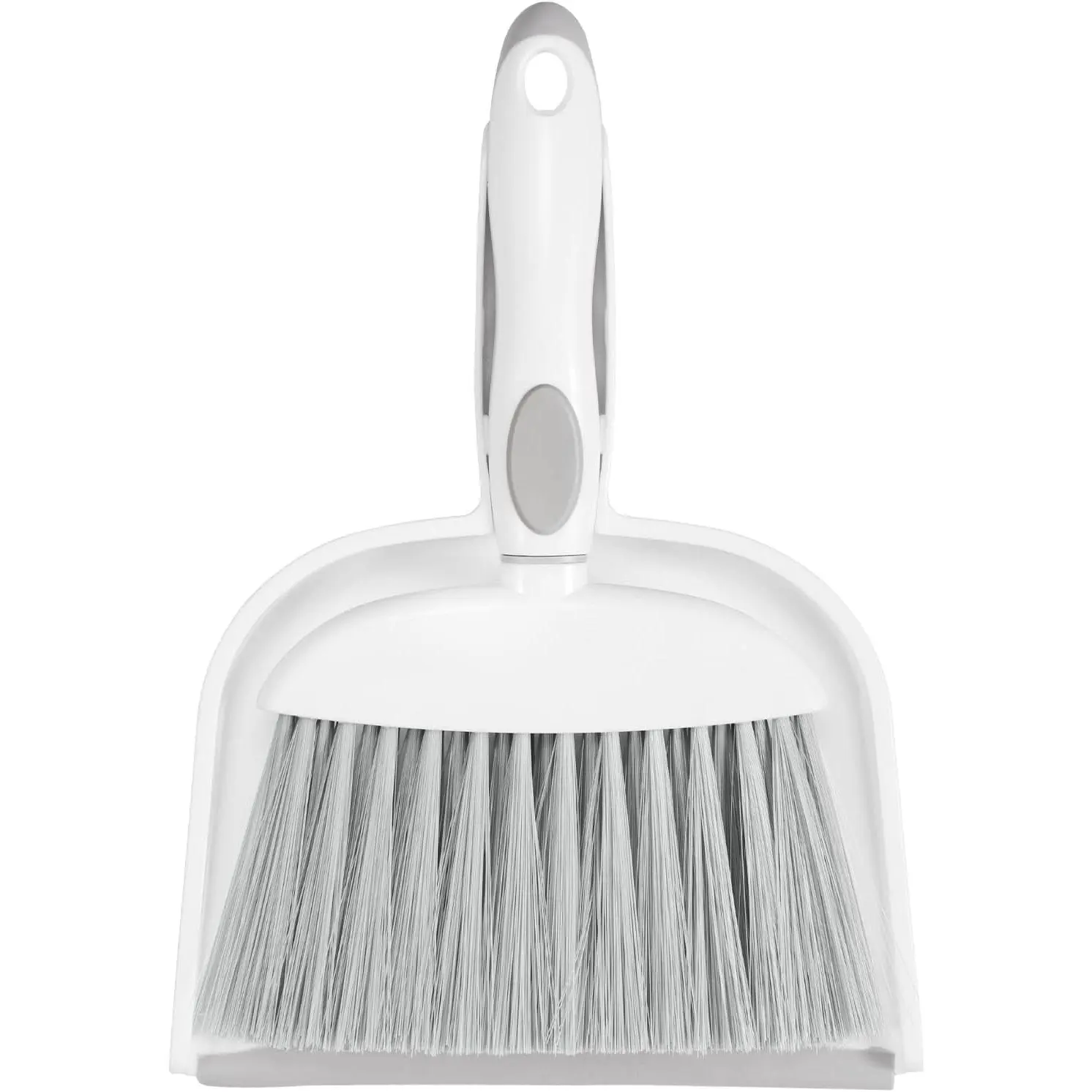 Small Dust Pan and Brush Set, Mini Broom and Dustpan Set Small Hand Broom and Brush Combo Dust Pan with Teeth for Home Cleaning Drawers Desktop Sofas and Outdoor, White & Gray