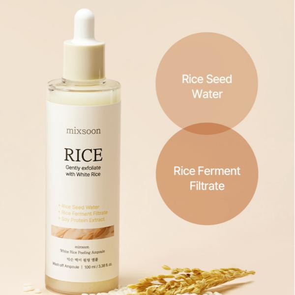 [mixsoon] White Rice Peeling Ampoule 100ml – Gentle Brightening Exfoliant Serum with Rice Extract for Smooth, Radiant Glass Skin