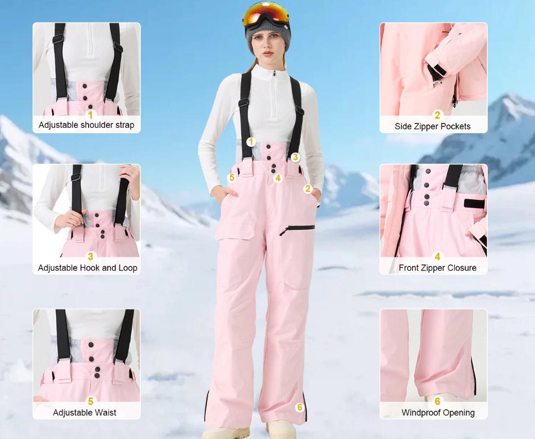 YEEFINE Women Baggy Ski Pants Men Snow Bibs Snowboard Overall Insulated Windproof Waterproof for Winter Outdoor Sports