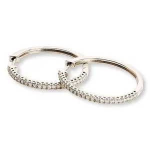 Colleen Lopez Sterling Silver 1/4ctw Diamond Hugger Hoop Earrings