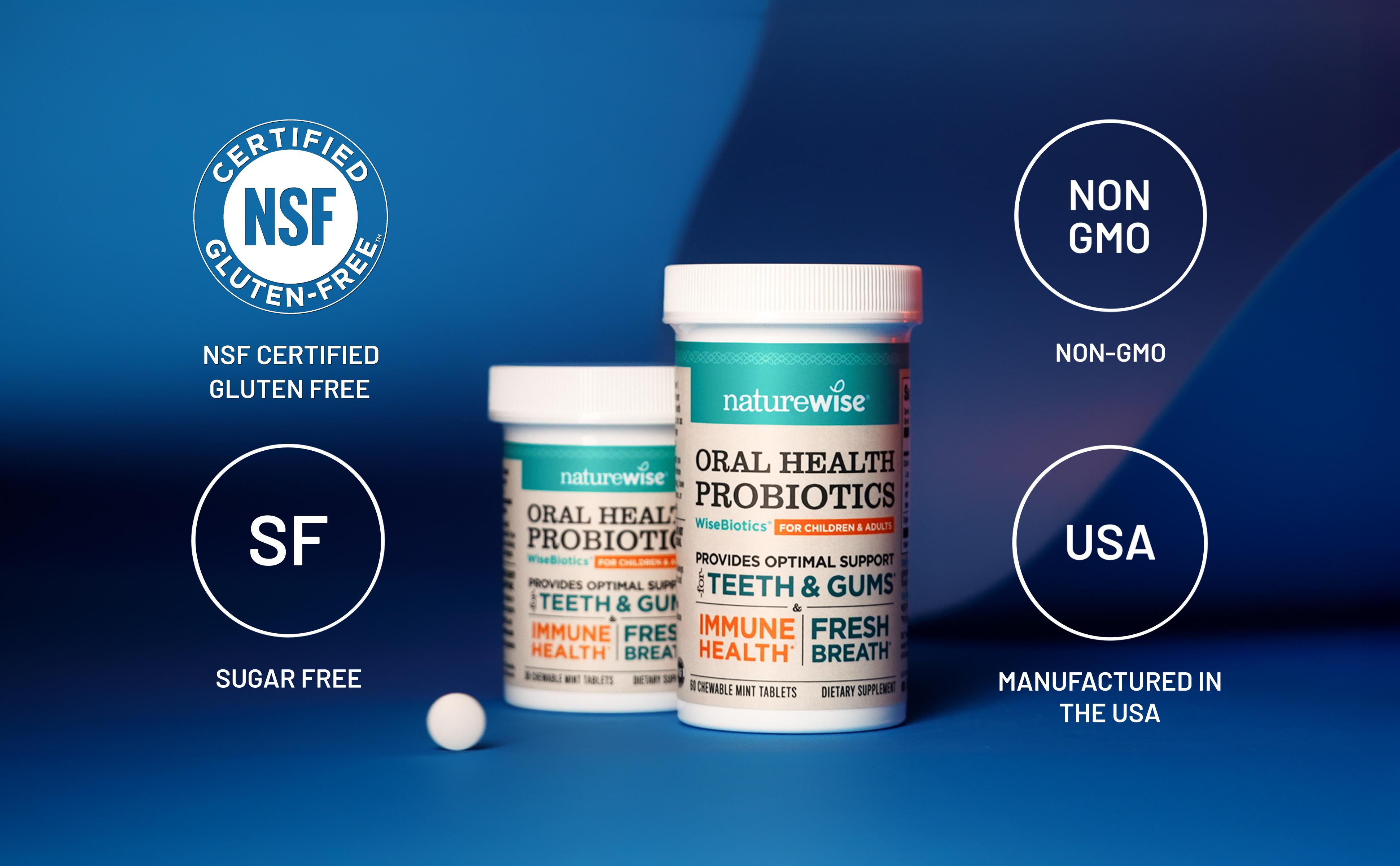 NatureWise Oral Probiotics - Chewable Probiotic for Fresh Breath - Clean, Gluten Free, Sugar Free, Natural Mint Flavor, Non-GMO, 3rd-Party Tested Oral Probiotic Supplement - USA Manufactured