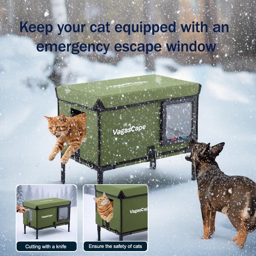 Vagascape Heated Outdoor Cat House, Heated Bowl, Thermostat & Overheat Protection with Auto Shutoff, Warms in ~3s & Energy-Saving – Waterproof, Insulated & Elevated, 12mm Fiberglass Frame, Escape Door & Window, UL-Tested Heating Core Vagascape Heated Outdoor Cat House, Heated Bowl, Thermostat & Overheat Protection with Auto Shutoff, Warms in ~3s & Energy-Saving – Waterproof, Insulated & Elevated, 12mm Fiberglass Frame, Escape Door & Window, UL-Tested Heating Core
