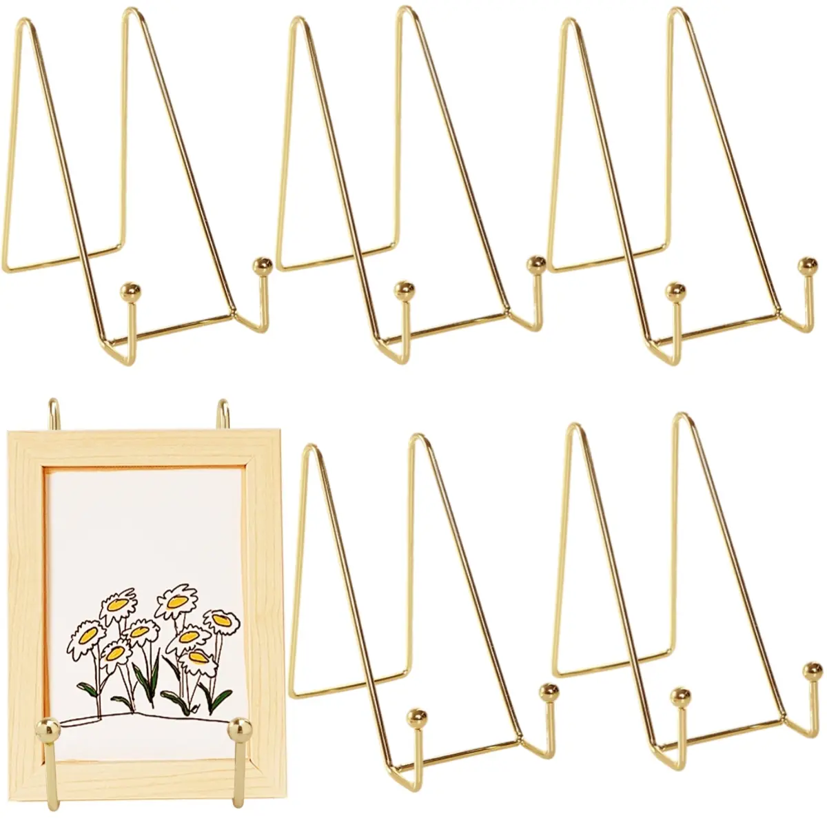 A Set of 6/3 Pcs Gold Display Stands,6 Inch Metal Plate Holder Display Stands for Picture,Decorative Plate,Book,Photo Easel,Artistic Work,New Year Gifts,Hand Tools Kits,Summervibes