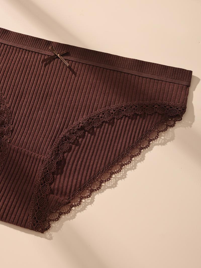 HOTCOM Cotton Underwear for WomenBreathable Lace Bikini Panties Women's HipsterUnderpants XS-XL 7 Pack