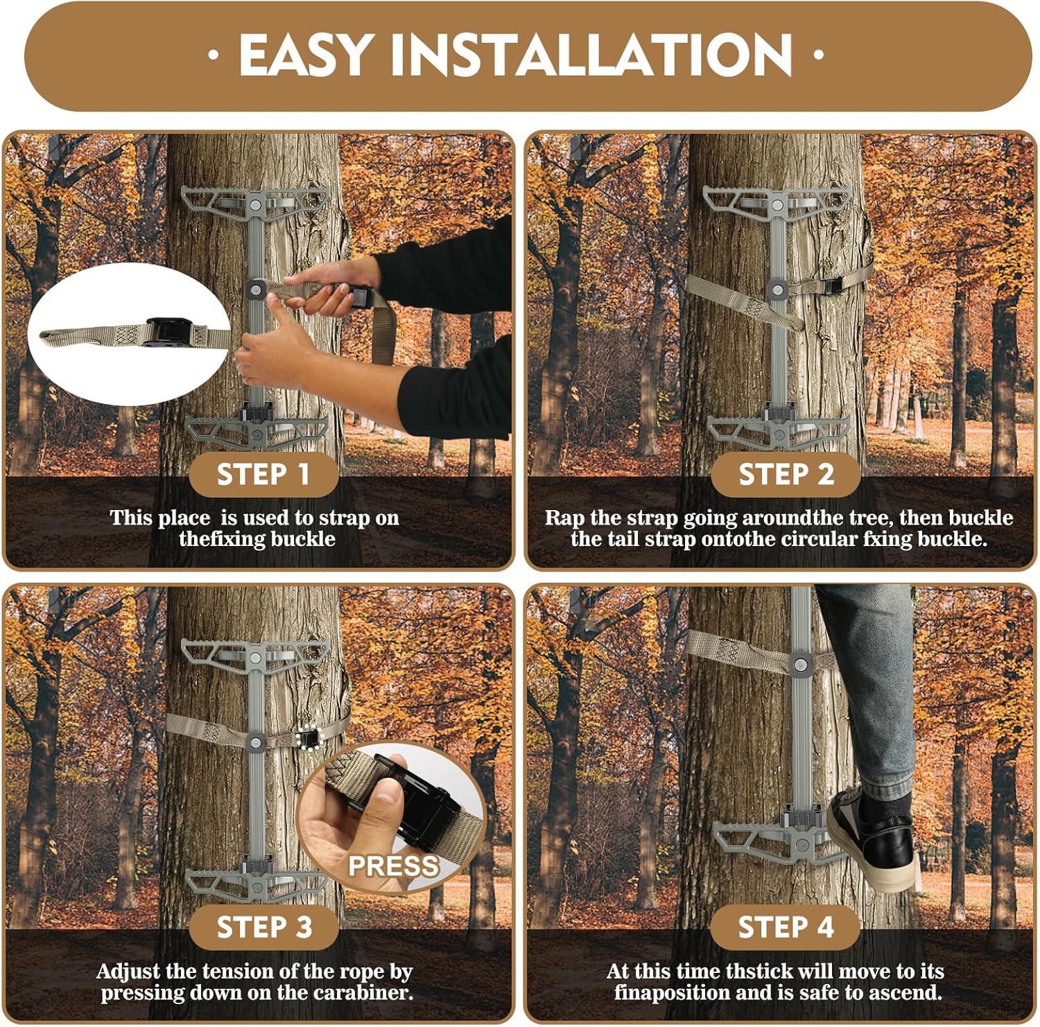Complete Tree Saddle Hunting Kit, Includes Lightweight Hunting Saddle, 12"x12" Aluminum Platform, 4 Pack Climbing Sticks, Ropes, Bridge & Tether – All-in-One Mobile System for Saddle Hunters