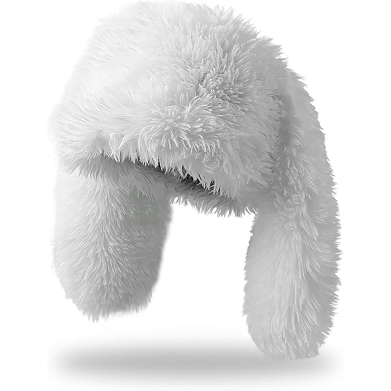 Fuzzy Rabbit Hat Fuzzy Bunny Hat for Women Girls Cute Furry Beanie with Ears Long Rabbit ...